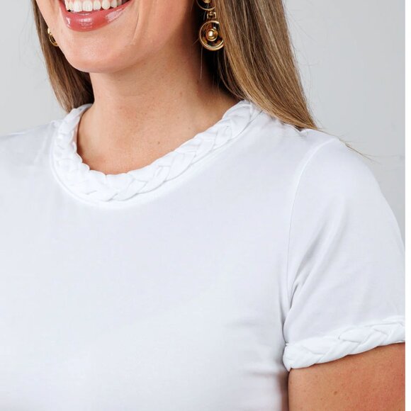 Cinq a Sept Braided Tee - White, Small - Picture 2 of 14